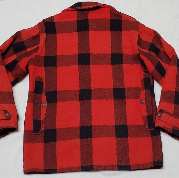 1950s Vintage Woolrich Woolen Mills Mackinaw Red Plaid Wool Hunting Jacket L - Picture 12 of 16